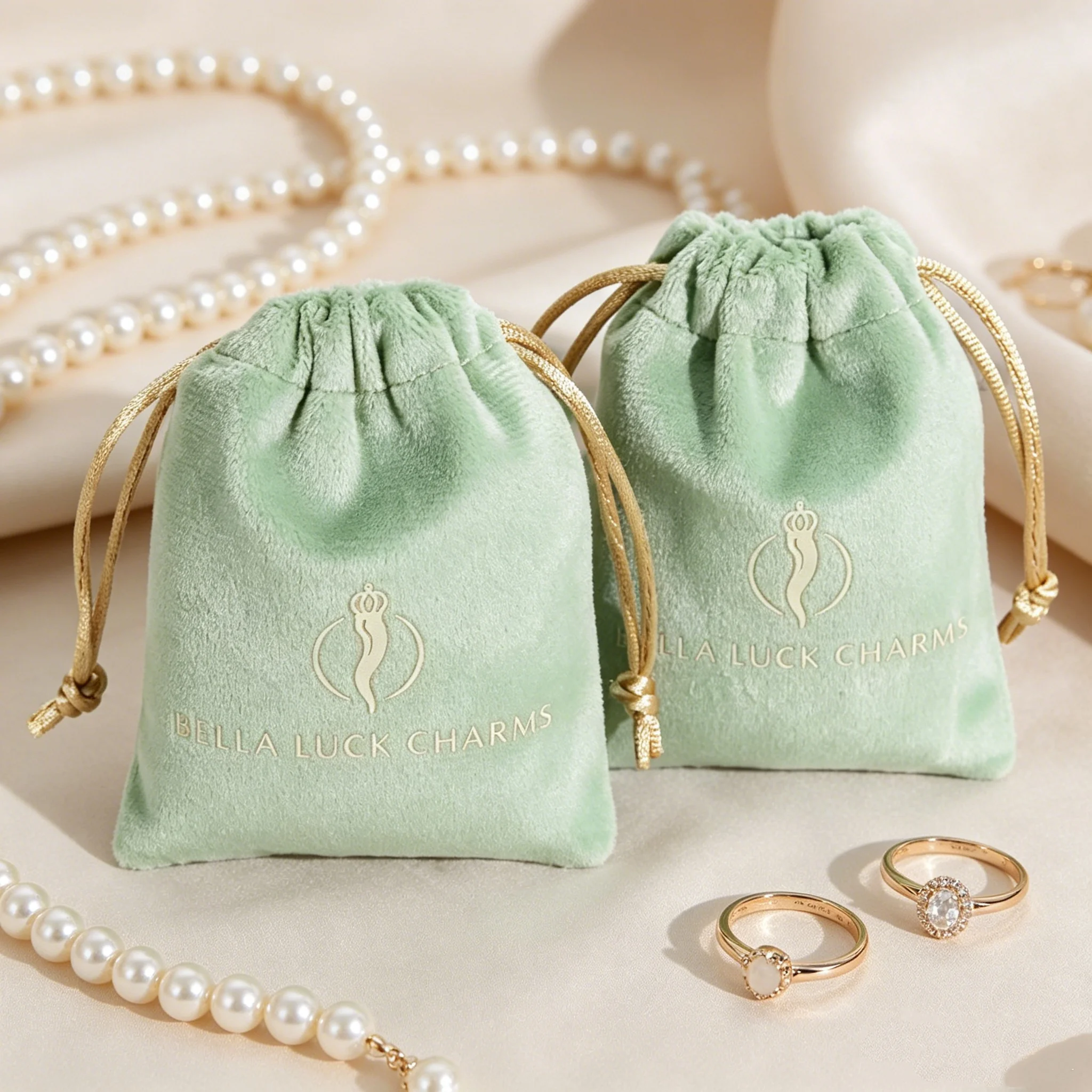 

50Pcs/Lot Luxury Velvet Pouch for Jewelry Custom Logo Printed Small Earring Ring Necklace Storage Velvet Jewelry Dust Bag