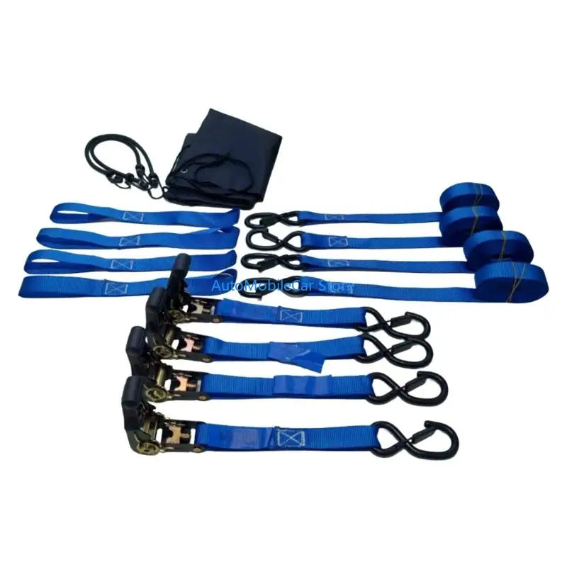 G8TE Ratchet Tie Down Straps 2200Lbs Break Strength Padded Handles S Hooks Soft Handle For Truck Motorcycle Transport