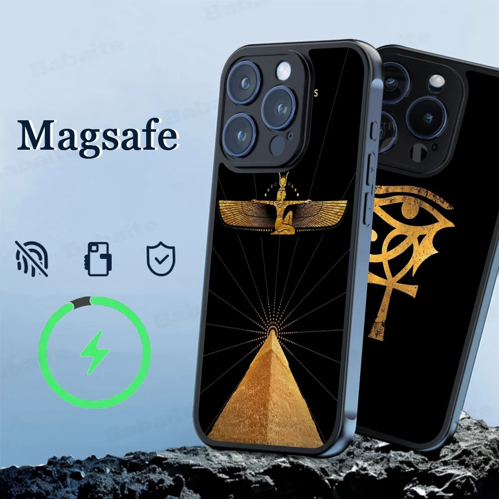 Egypt Nefertiti Anubis Ankh Phone Case Magesafe Magnetic Wireless Charge Case For iPhone 16 11 12 13 14 15 Pro Max Plus Mini