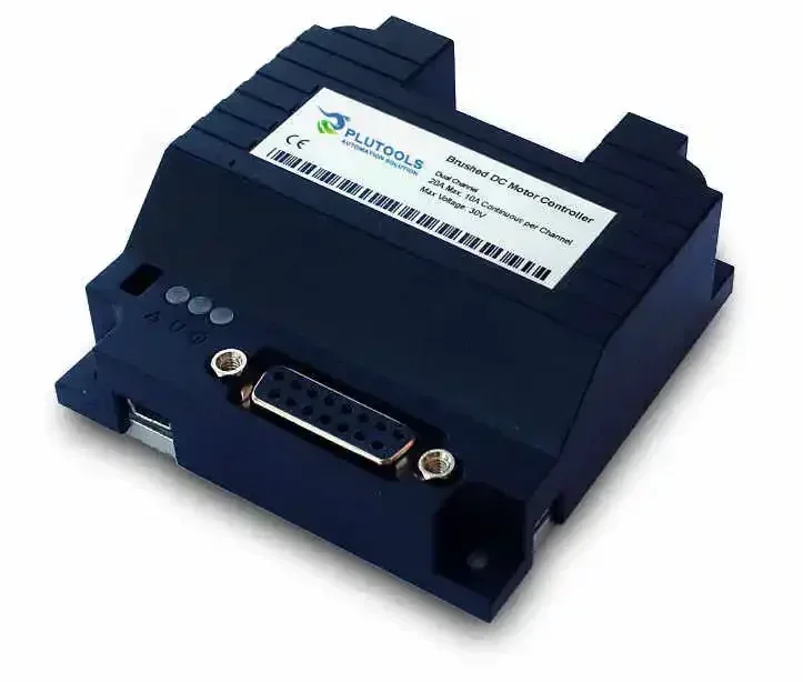 

Контроллер двигателя постоянного тока Plutools 2025, двухканальный, 2 x 20А, 60В, USB, CAN, 8 цифровых/аналоговых входов/выходов, с охлаждающей пластиной и крышкой из АБС-пластика