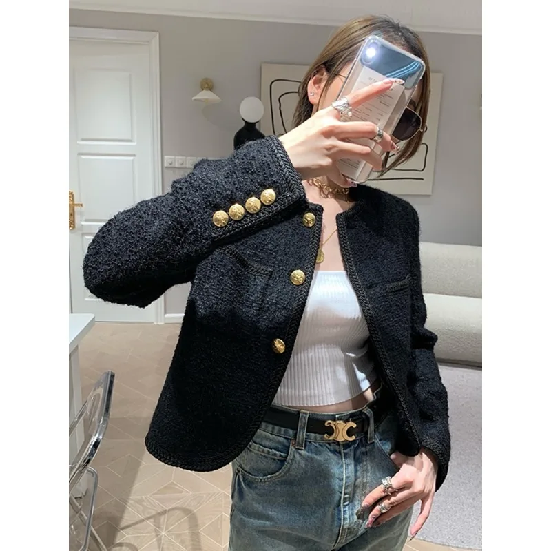 2025Autunno Inverno Moda Tempo libero Vintage Tweed Giacca da donna Cappotto Coreano Chic Street Cappotto elegante Abbigliamento donna