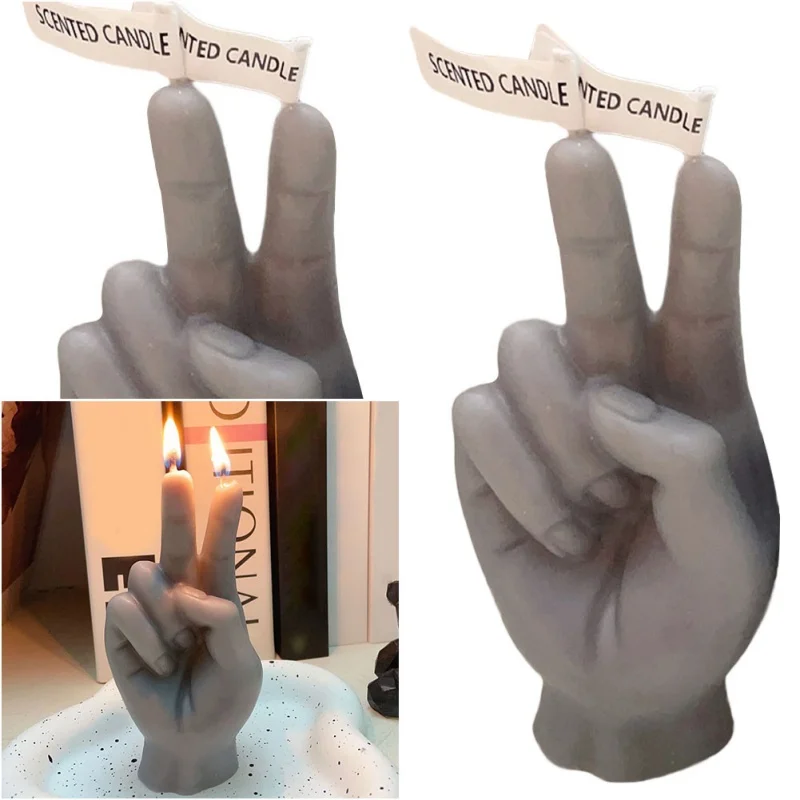 Creative Candles Victory Gesture Finger Shaped Gesture Scented Candles Funny Quirky Home Decoration Ornaments Birthday Gifts