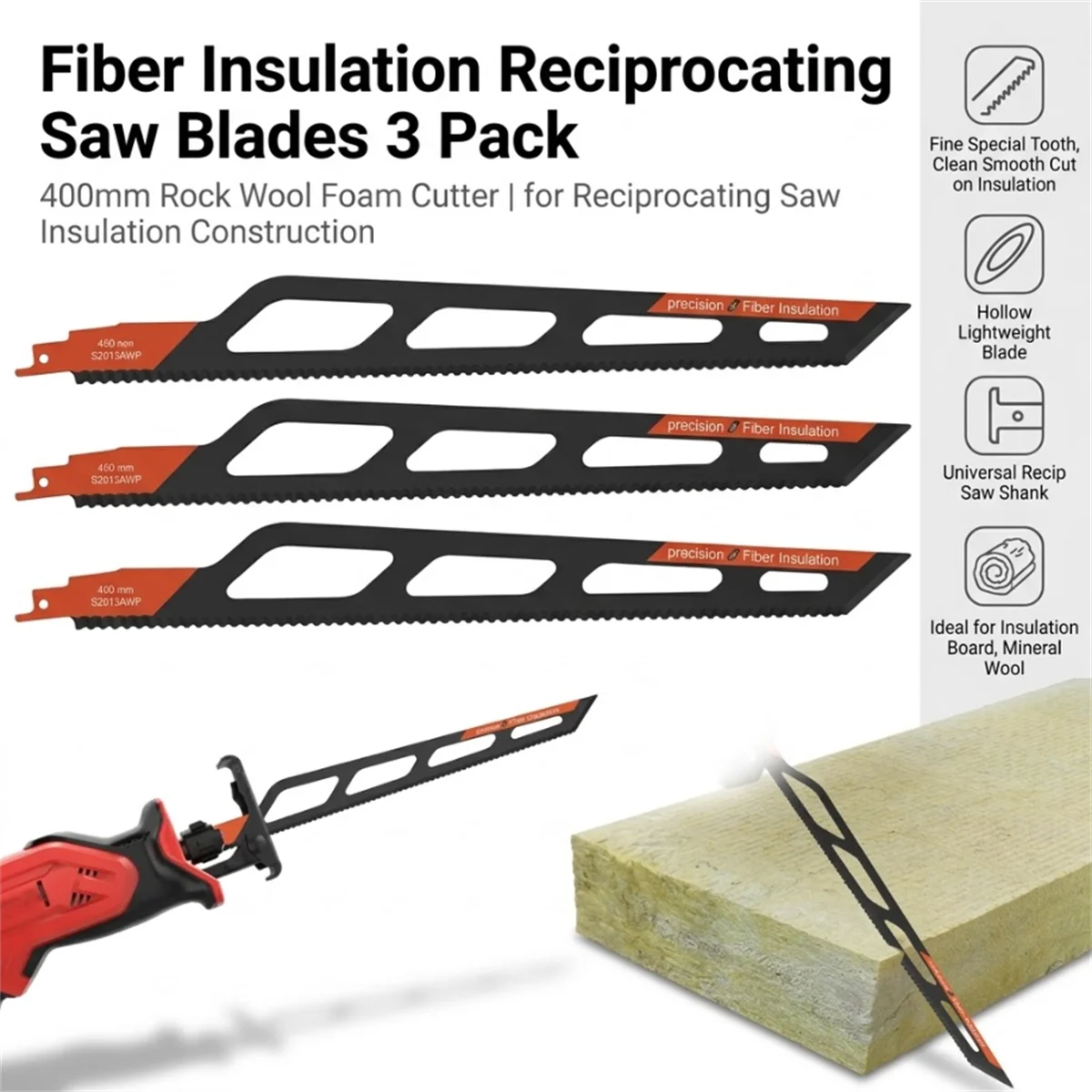 15.75 Inch 400mm Reciprocating Saw Blades Alloy Steel Cutter For Insulation Sponge Foam Board Soft Plastic Cardboard Hand Tools