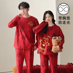 Big red Couple Pajamas Autumn Long sleeve Loungewear Women and Men Matching Nightwear Married Pajamas Set lounge set Mujer