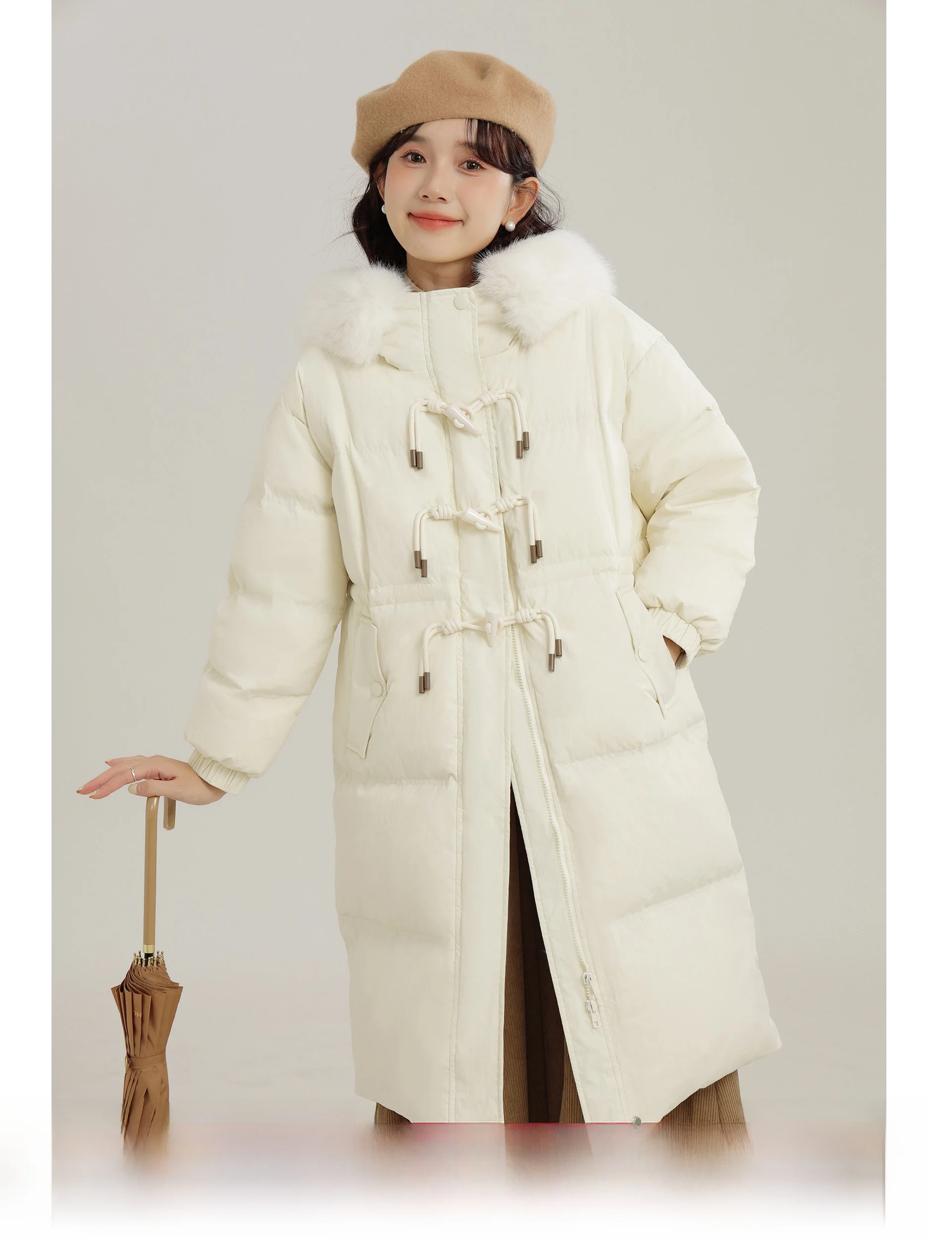 

Lingjiu 2026 New Fashion 90 Duck down Coat Small Size Button Thickened Women's Winter Jacket Sweet Style Polyester Fiber
