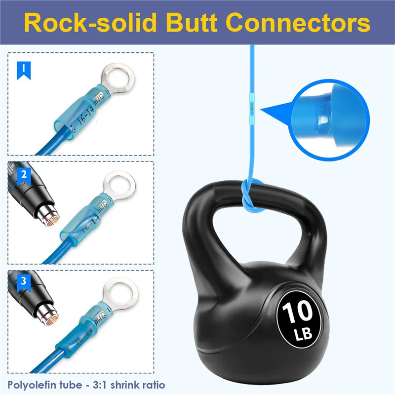 

ABUL-700PCS Heat Shrink Butt Connectors, Marine Grade Waterproof Wire Connectors Kit,Crimp Connectors For Vehicle, Boat Truck