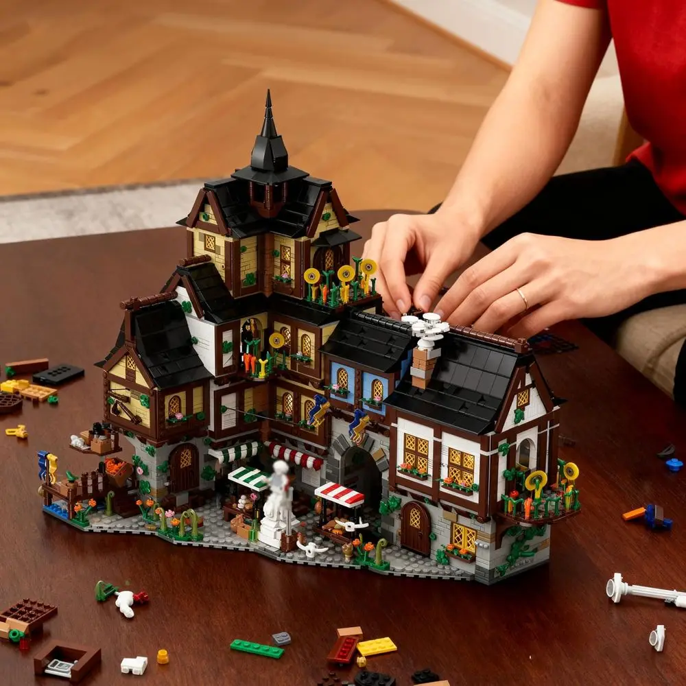 Volwassen Viking Village Town Center-bouwset met 3867-delig, architectonisch speelgoed voor creatief spelen