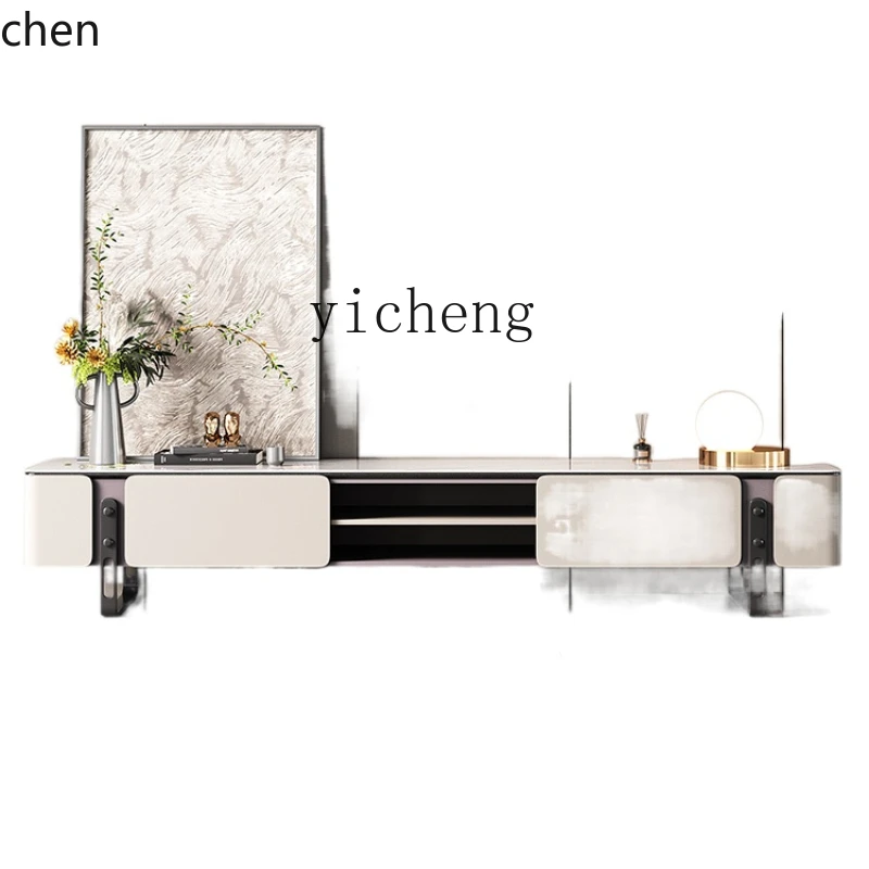 YFY  Stone Plate TV Cabinet and Tea Table Living Room Microlite Designer Background Wall Cabinet
