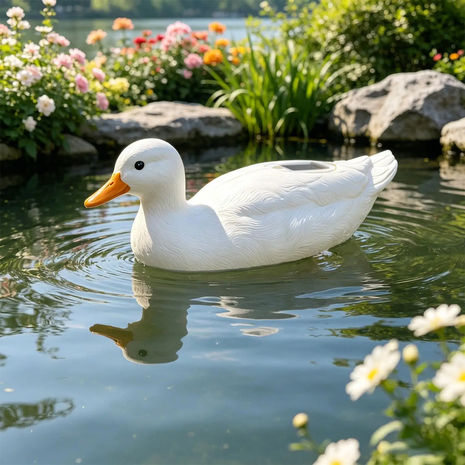 Solar-powered floating pool lights featuring ducks Cute Duck LED UV Resistant Pool Floating Lights fountain landscape lights
