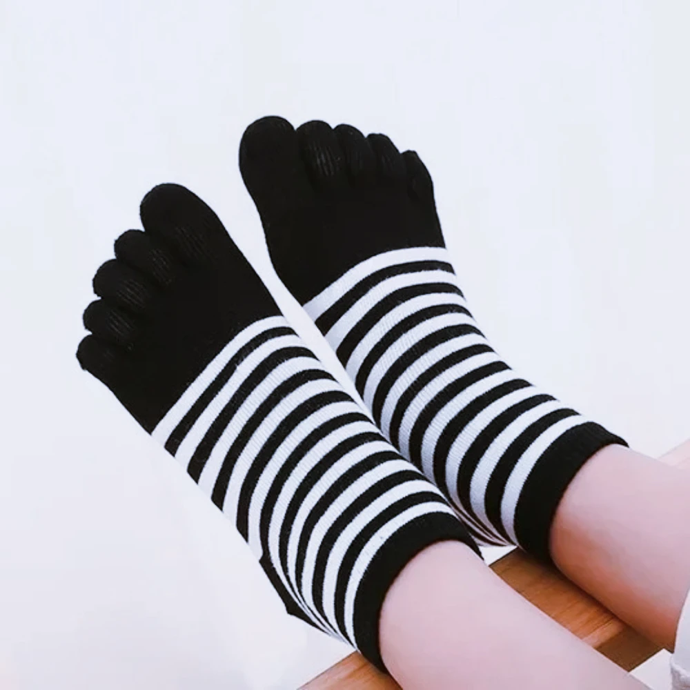 Kids Socks Five Toe Cotton Boys Girls Colorful Striped Horizontal Breathable Soft Ankle Short Summer Sports School Casual Cute