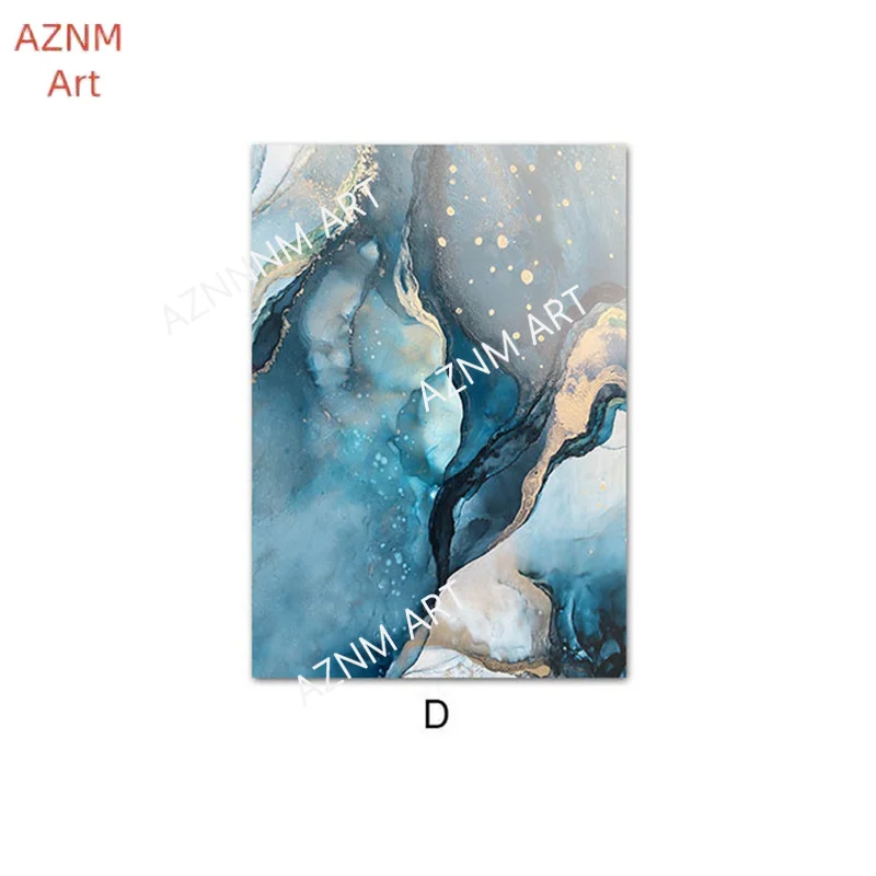 Blue Abstract Lake Landscape Picture Tree Wheat Ears Prints Pictures Poster Wall Art Canvas Painting For Living Room Home Decor