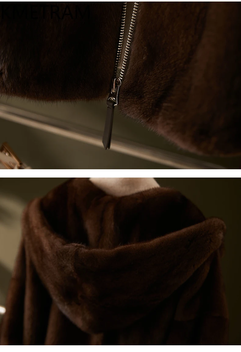 معطف فرو المنك الطبيعي بالكامل 100% من KMETRAM جاكيت نسائي قصير من الفرو الحقيقي مع غطاء محرك السيارة ملابس شتوية عالية الجودة 2025 schuba femenarska