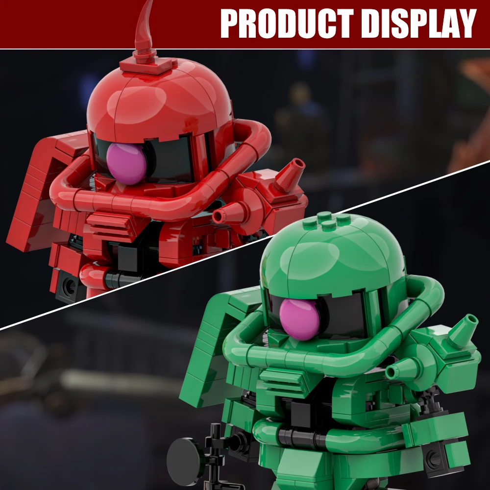 MOC Q version Zaku Warrior Building Blocks Model Japanese Animation Zaku High-tech Robot Bricks Assembly Toys Kid Birthday Gifts