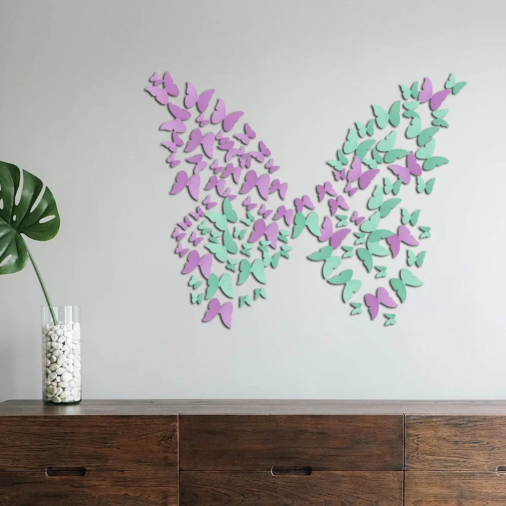 48Pcs/set Pearlescent Butterfly Sticker Paper 3D Butterflies for Home Wall Refrigerator Decor Wedding Party Balloons Decorations - view 3