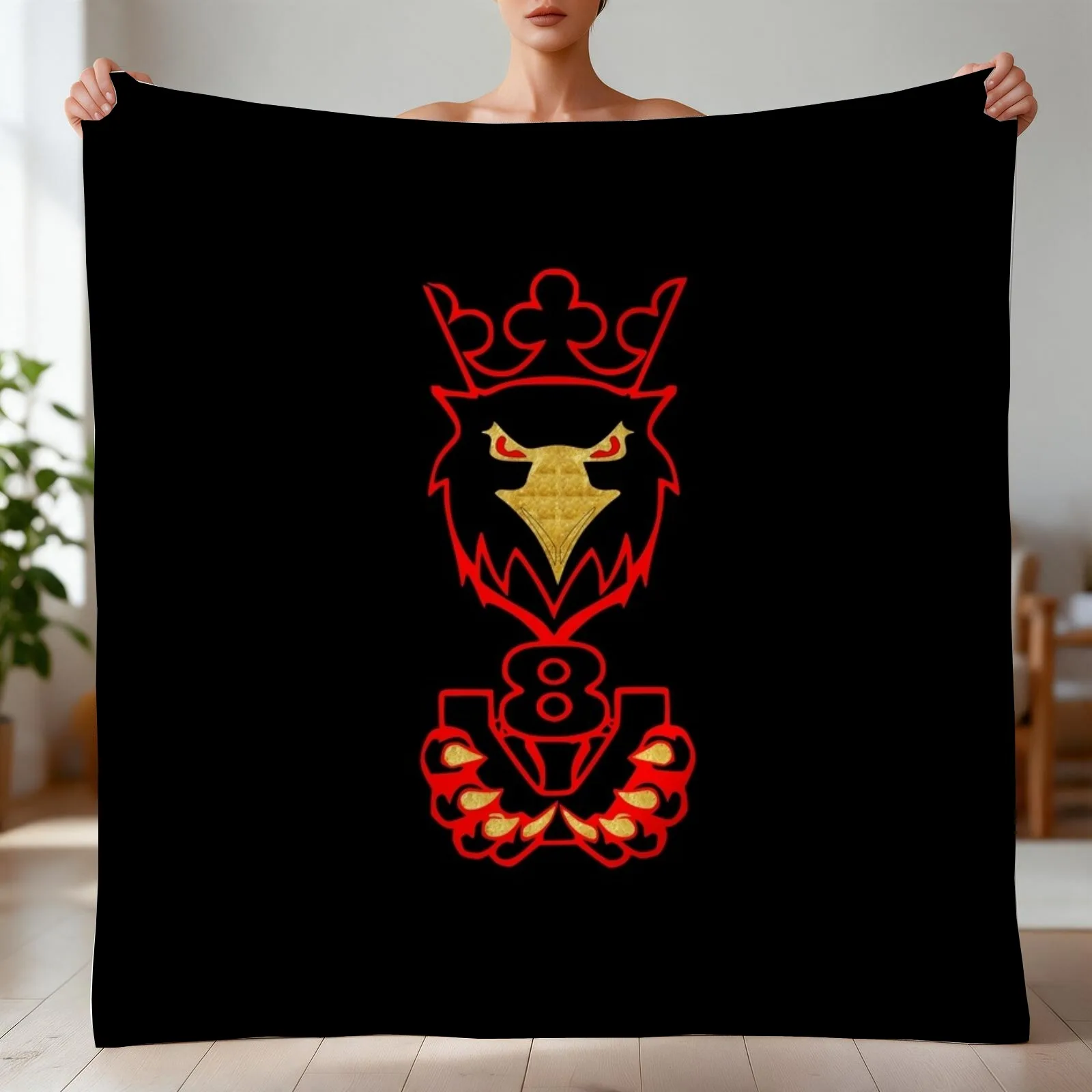 V8 Griffin King of the road Red Throw Blanket Plush Warm Vintage Blankets