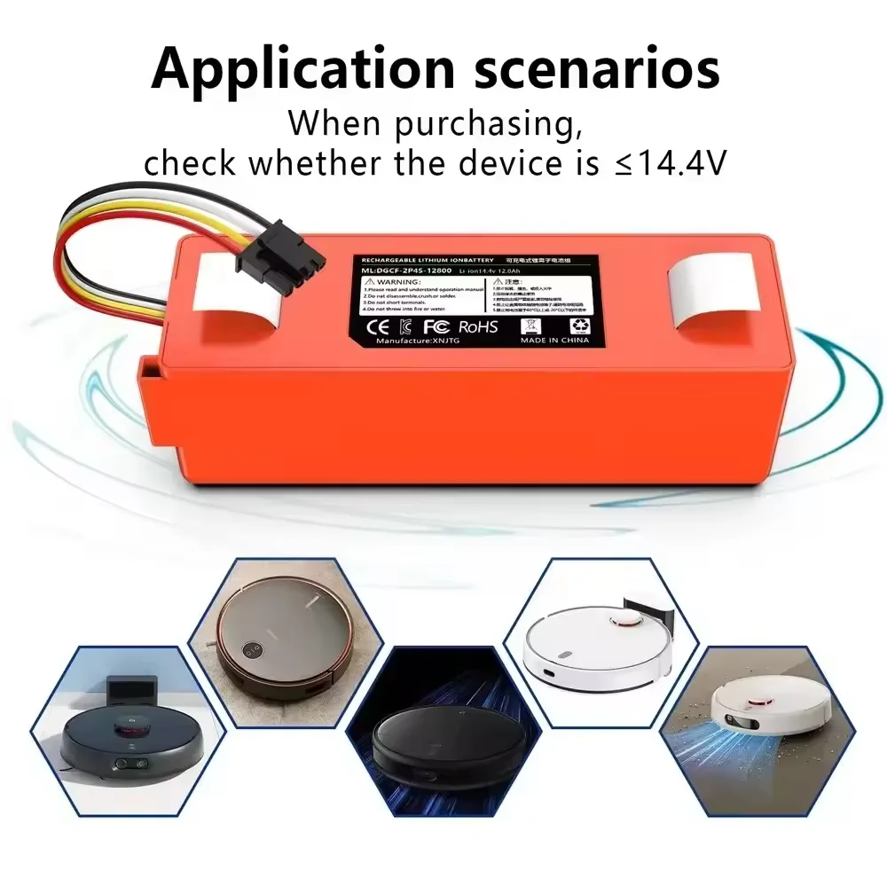 NEW upgrade 14.4V 12800mAh Replacement Battery For XiaoMi Roborock S6 S7 MaxV Q5 Q7 MAX Robot Vacuum Cleaner Accessories Parts