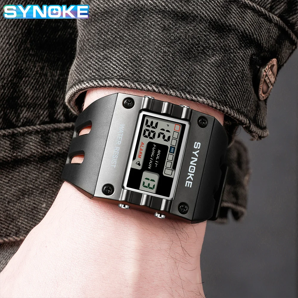 SYNOKE Digital Watch Watch Outdoor New Color Trend Men Sports Electronic Watch Waterproof Night Glow Large Screen Square Student