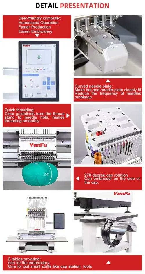 4-Head Computerized Automatic Cap Embroidery Machine 1200 RPM New for Hats and T-shirt Factories