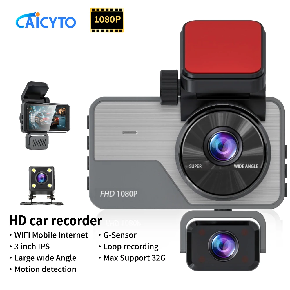 

3inch IPS HD 720P Three lens Dash Cam Car DVR WiFi APP Control Night vision Loop recording Black Box Car Accessories