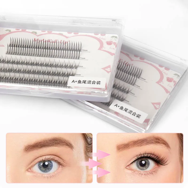 

159 Clusters Grafting Natural Simulation Natural C Curl Individual Cluster Mink Hair Soft Curly Fish Tail Mixed False Eyelashes