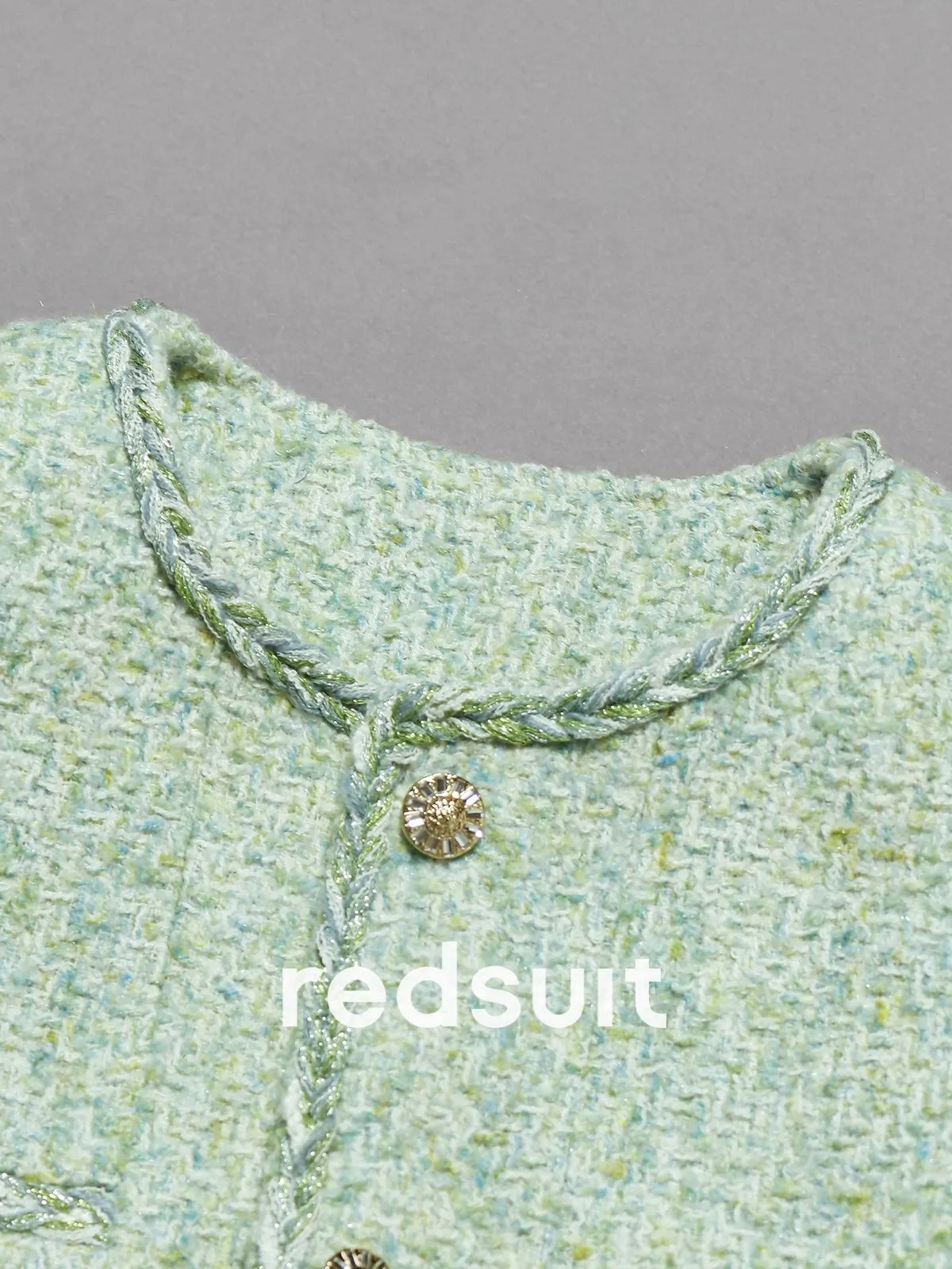 New Minimalist tweed green jacket, loose and versatile top Custom Size