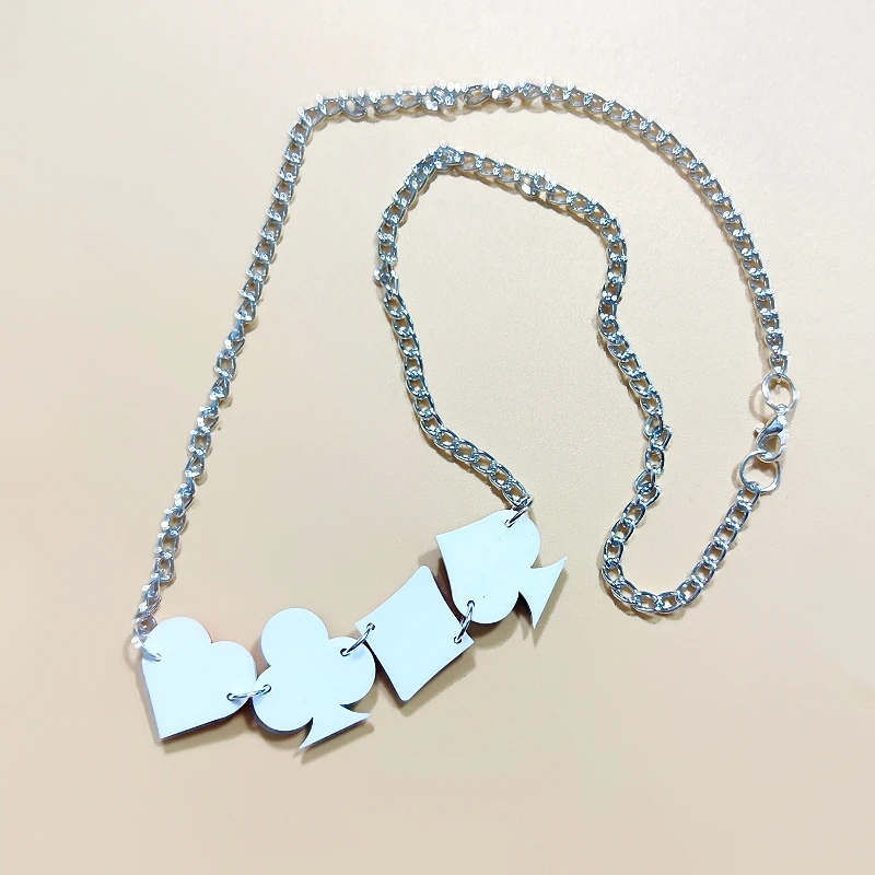 KUGUYS Novelty Acrylic Poker Pendant Necklace for Women Fun Jewelry Statement Streetwear Accessories