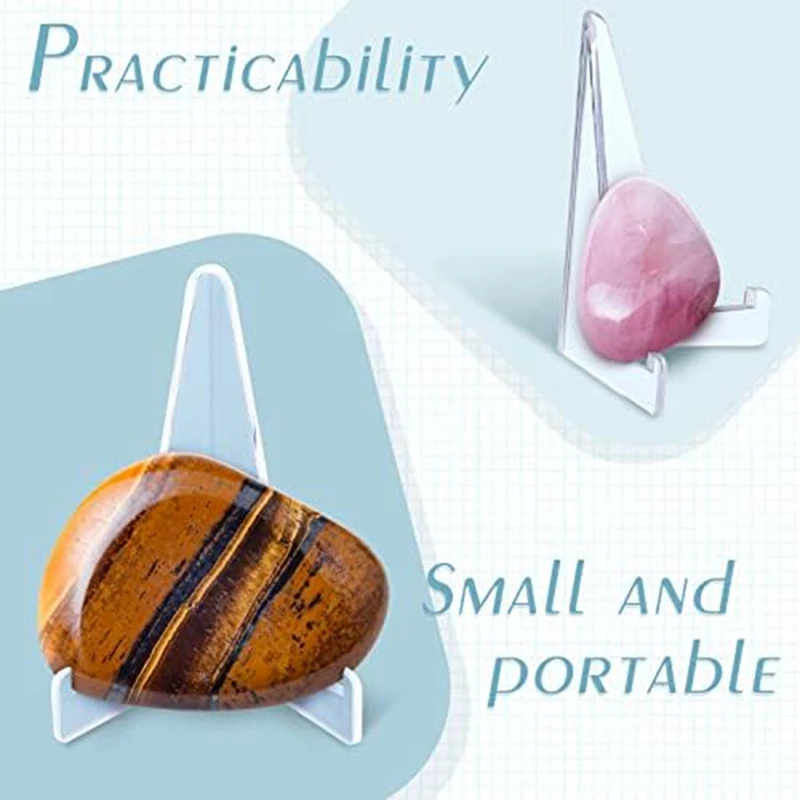 AS60-20 Pcs Triangle Acrylic Easel Stands For Display Mini Picture Frame Stand Plate Holders Photo Holder Stand Durable Height 8