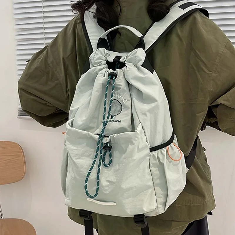 

Unisex Capacity Travel Foldable Lightweight Mountaineer Backpack Casual Drawstring Badminton Bag Sports