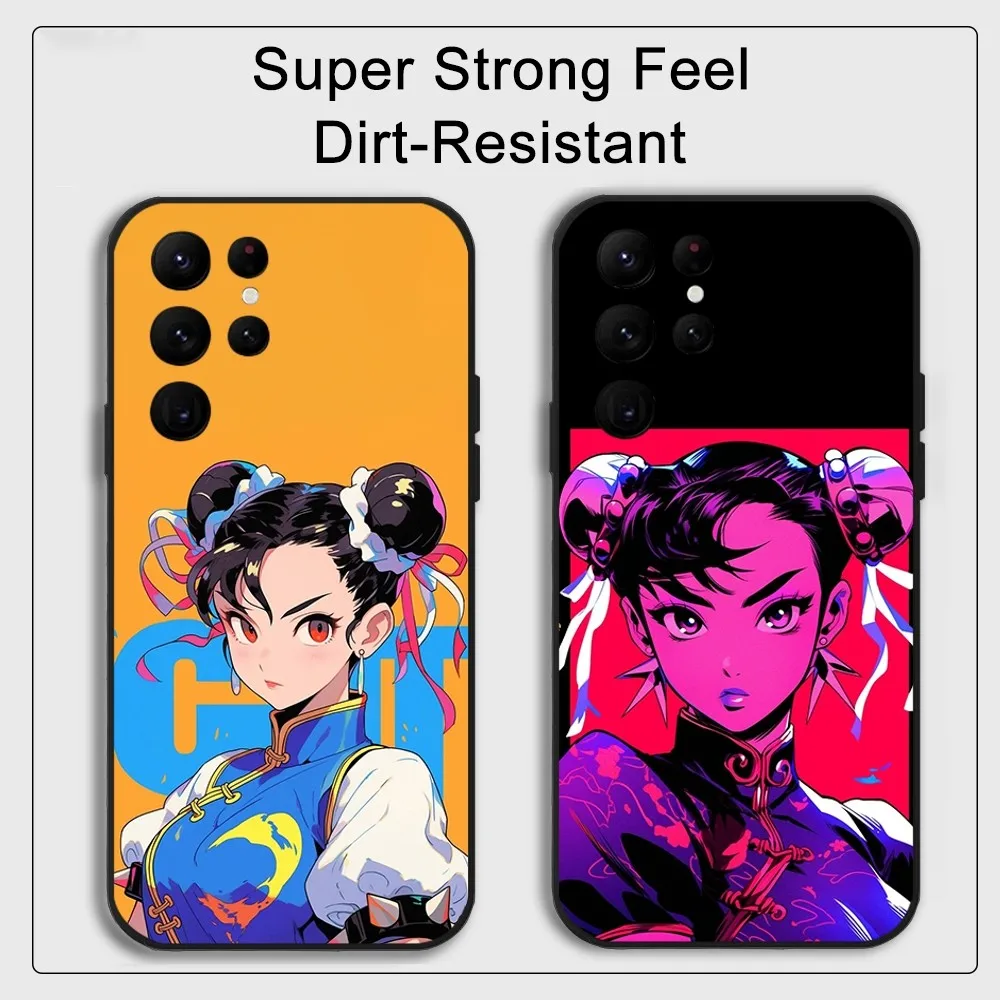 Chun-Li Game-Street-Fighters Phone Case Samsung S series s20 s21 s22 s23 s24 FE Plus Ultra TPU Soft to Skin-friendly case