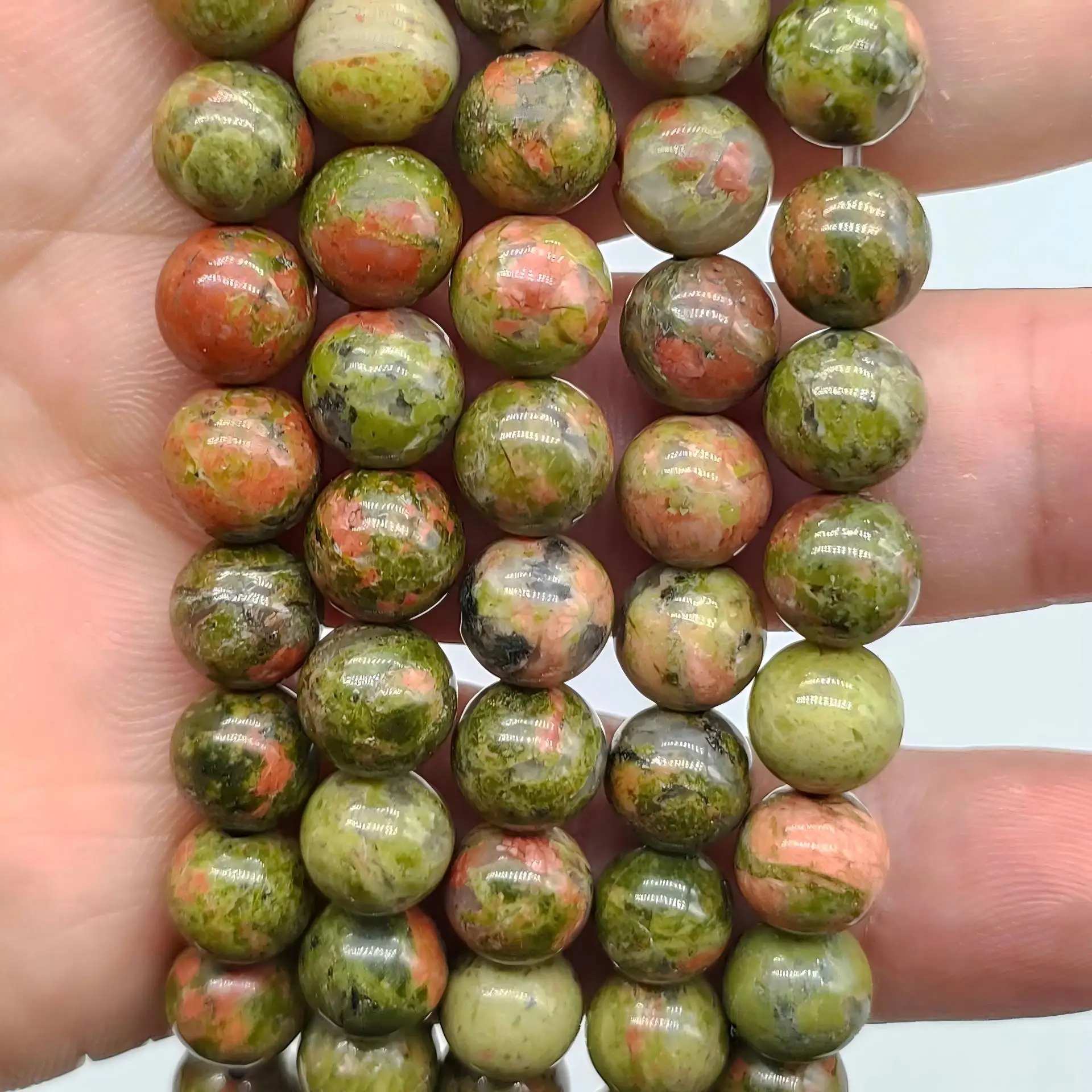 Natural Stone Unakite Jasper Beads 4 6 8 10MM Round Loose Bead for Jewelry Making DIY Supply Bracelet Necklace Accessory Finding
