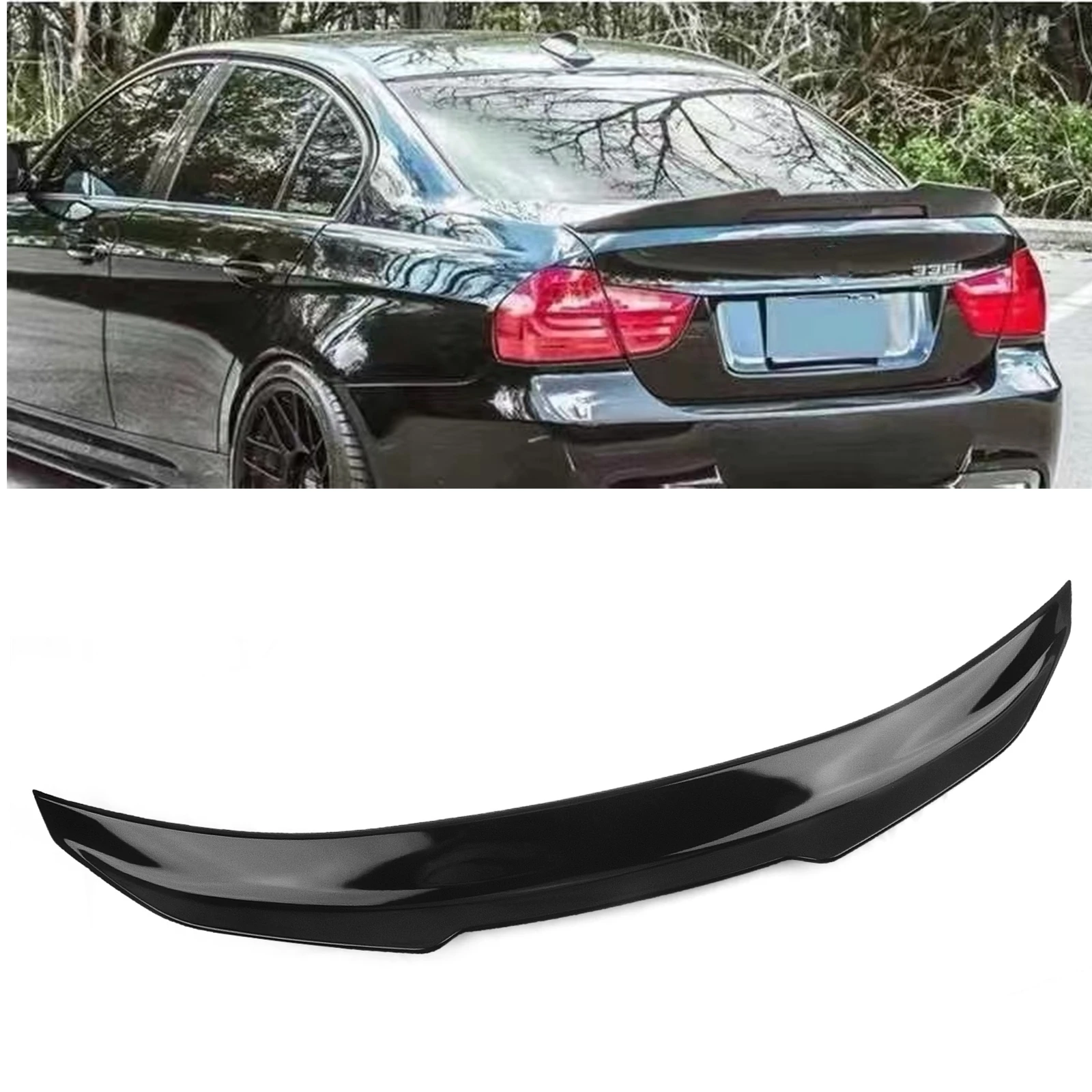 

PSM Rear Spoiler Wing For BMW E90 M3 Sedan 2008-2012 E90 3 Series 325I 335i 2005-2011 Sedan 4-Door Car Trunk Lid Splitter Lip