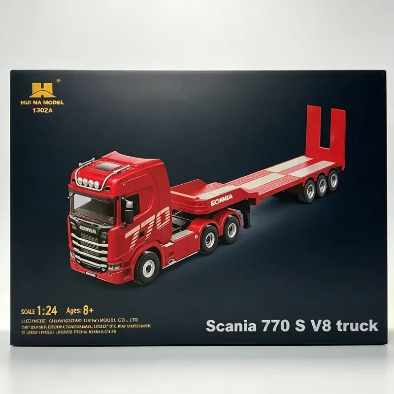 New 1/24 2.4g Huina Model 770s 1302a  4wd Rc Alloy Tractor Truck Engineering Trailer Truck Model With Light Sound Toy Gift
