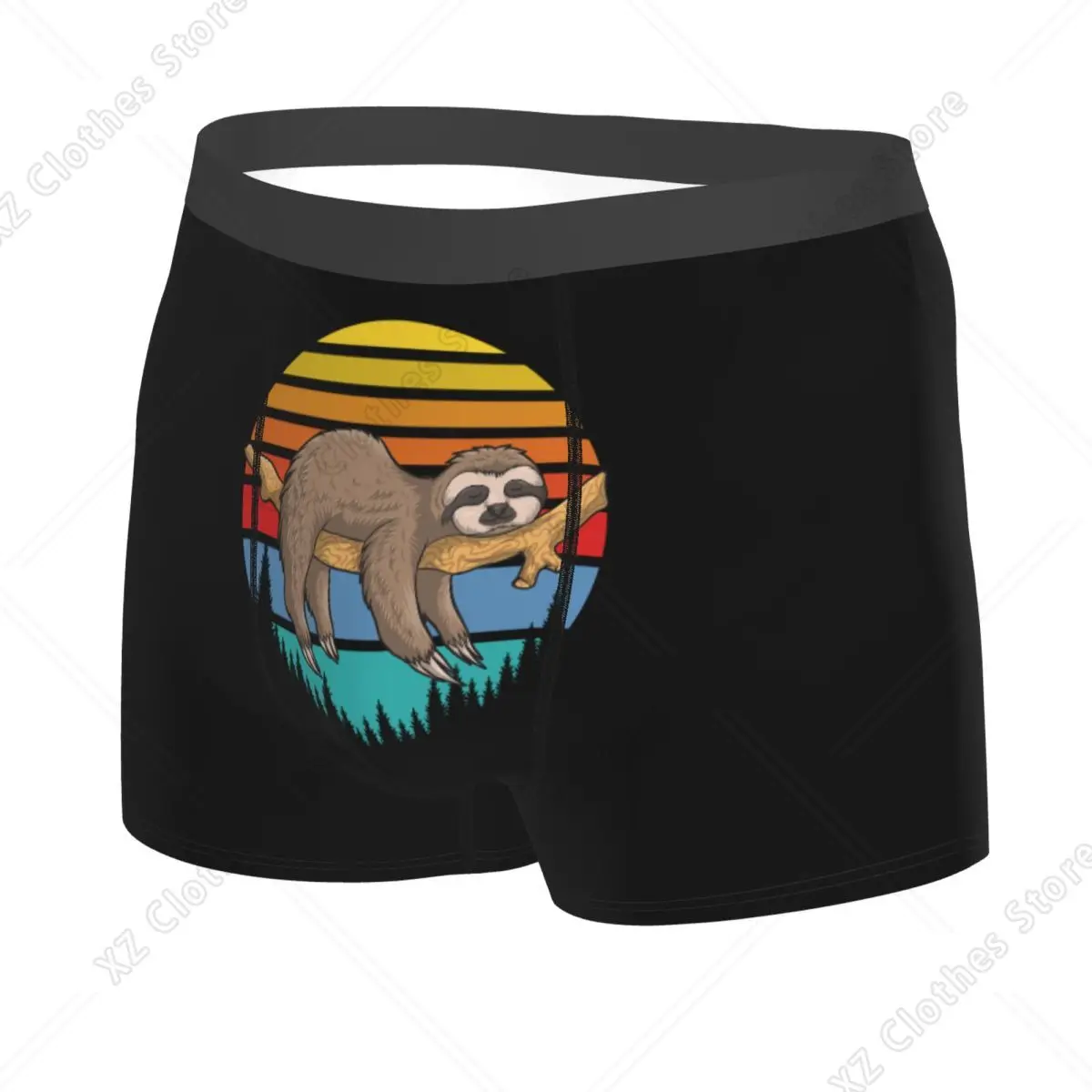 Custom Male Fashion Retro Sunset Lazy Sloth Men's Underwear Boxer Briefs Breathable Shorts Panties Underpants