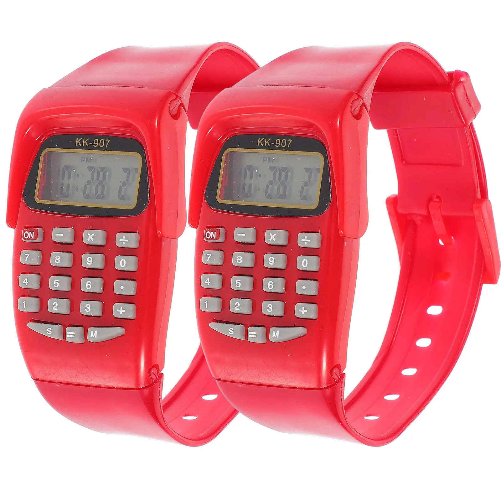 Reloj con calculadora para niños, reloj de pulsera con cálculo portátil, duradero, aprendizaje de matemáticas, regalo de cumpleaños, color naranja, 2 uds.
