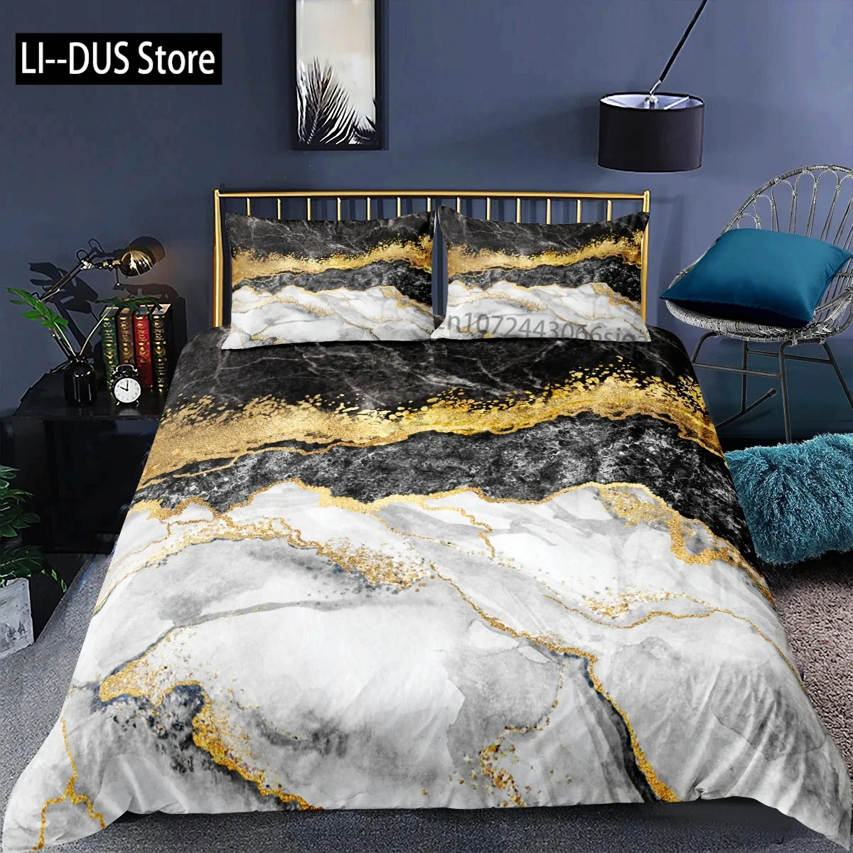 

Luxury Black Marble Duvet Cover Set 3d Digital Printing Fashion Marbling Comforter Cover Design Bedding Sets Bed Set