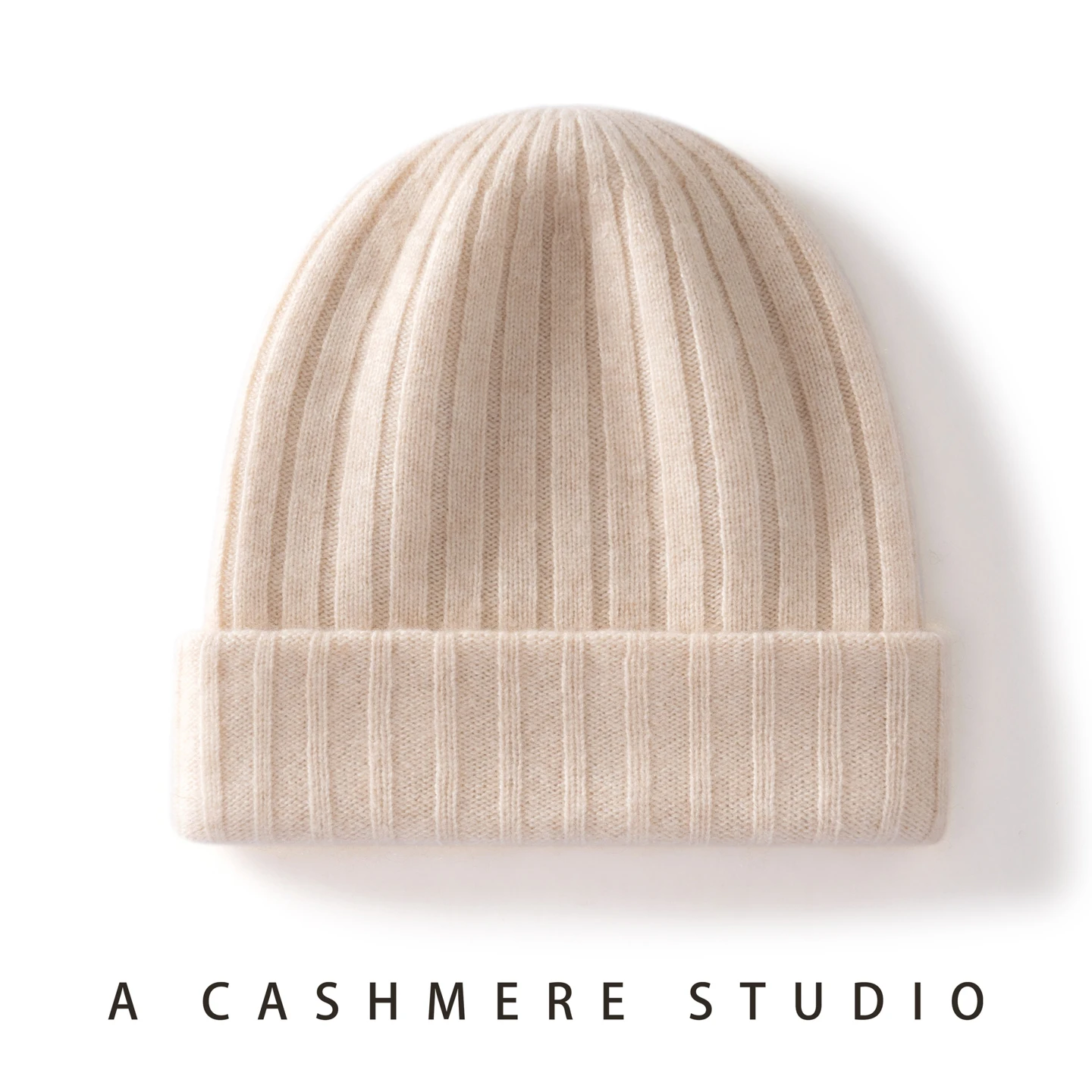 Unisex Pure Cashmere2-layer Seamless Beanie Padded Warm Knitted Casual Hat For Men/Women Fashion winter Solid Color Cashmere Cap
