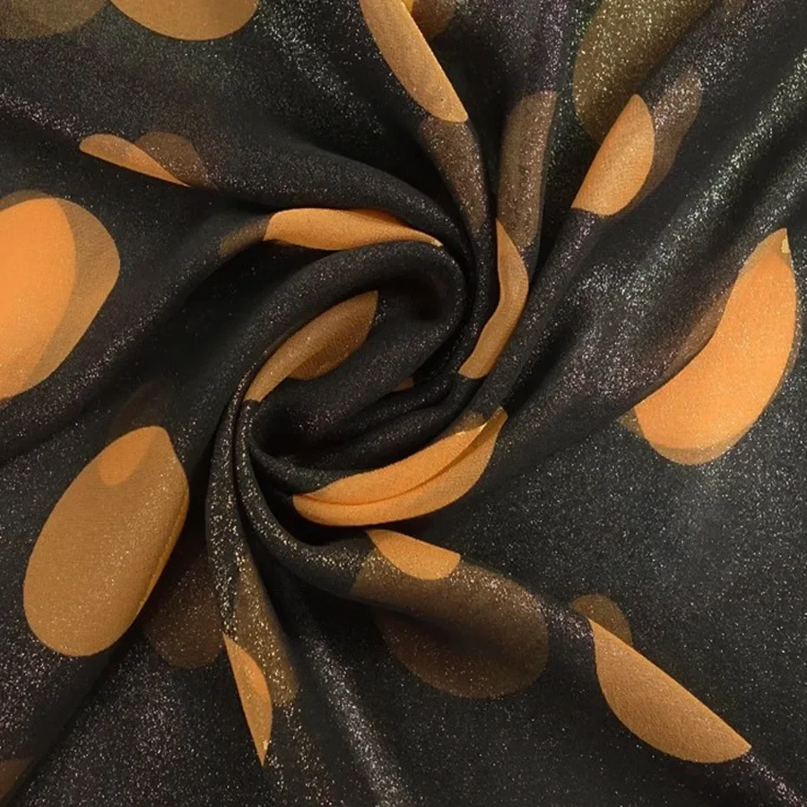 Big Dot 100% Silk Bronzing Chiffon Fabric Soft Bling Dress Scarf Material