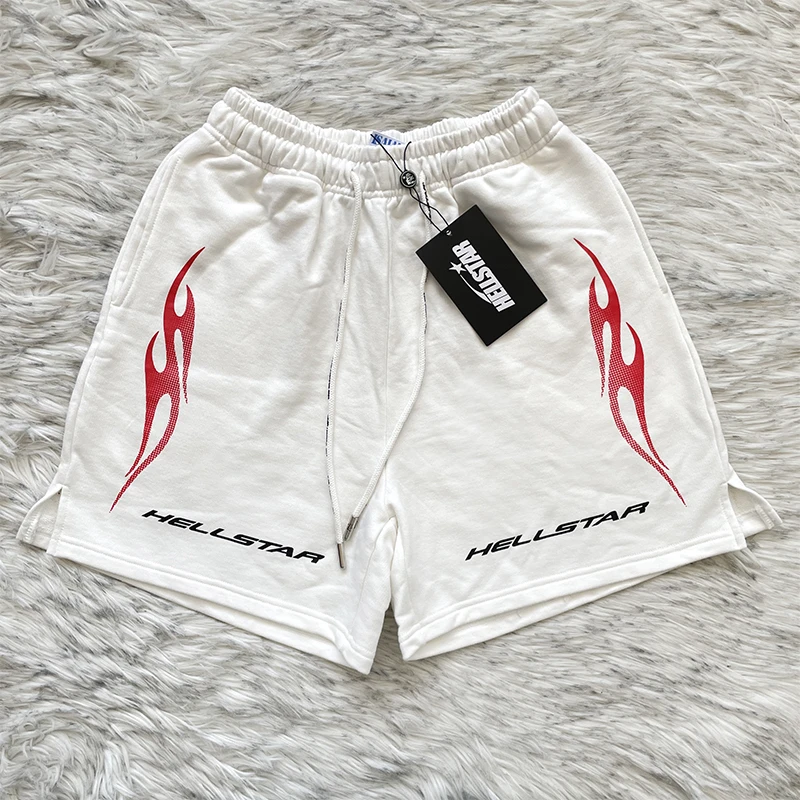 Casual Men's Sports Flame Shorts Straight Leg Cotton Pants Leisure Travel Wear Autumn Winter Season mid Waist Button Fly