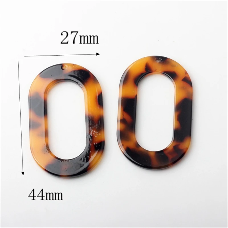 10Pieces New Creative Acetic Acid Geometric Oval Charms Connectors Diy Pendant Earrings Hairpin Jewelry Making Resin Accessories