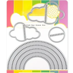 2023 October New Dotted Day Scene Rainbow Clouds Metal Cutting Dies Scrapbooking For Craft Greeting Card Making No Clear Stamps