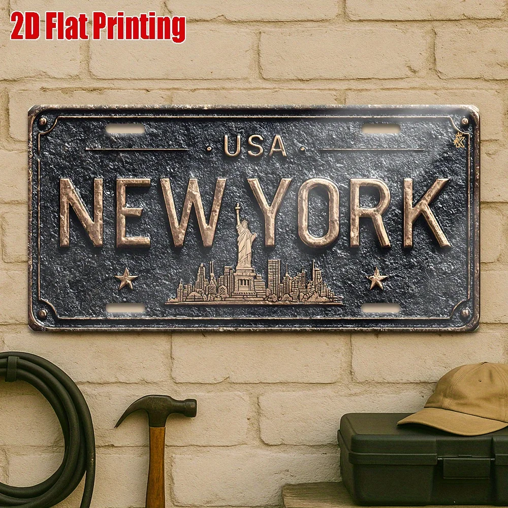 CIFbuy Retro New York Cityscape Aluminum Wall Art Waterproof Wear Resistant Urban Office Travel Corner Home Decor Gift