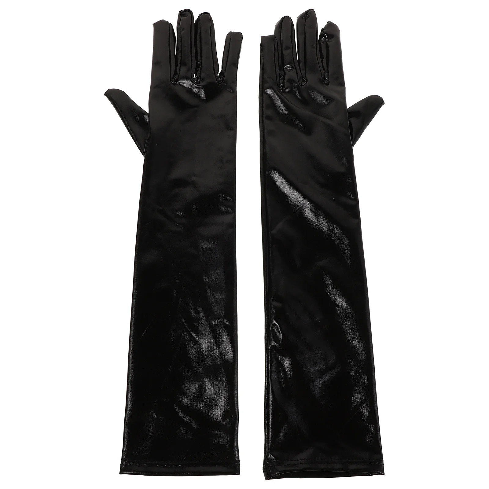 

Long Wet Look Gloves Women Shiny Black Polyester Adult Party Accessories Cosplay Photography Functional Wear Glove