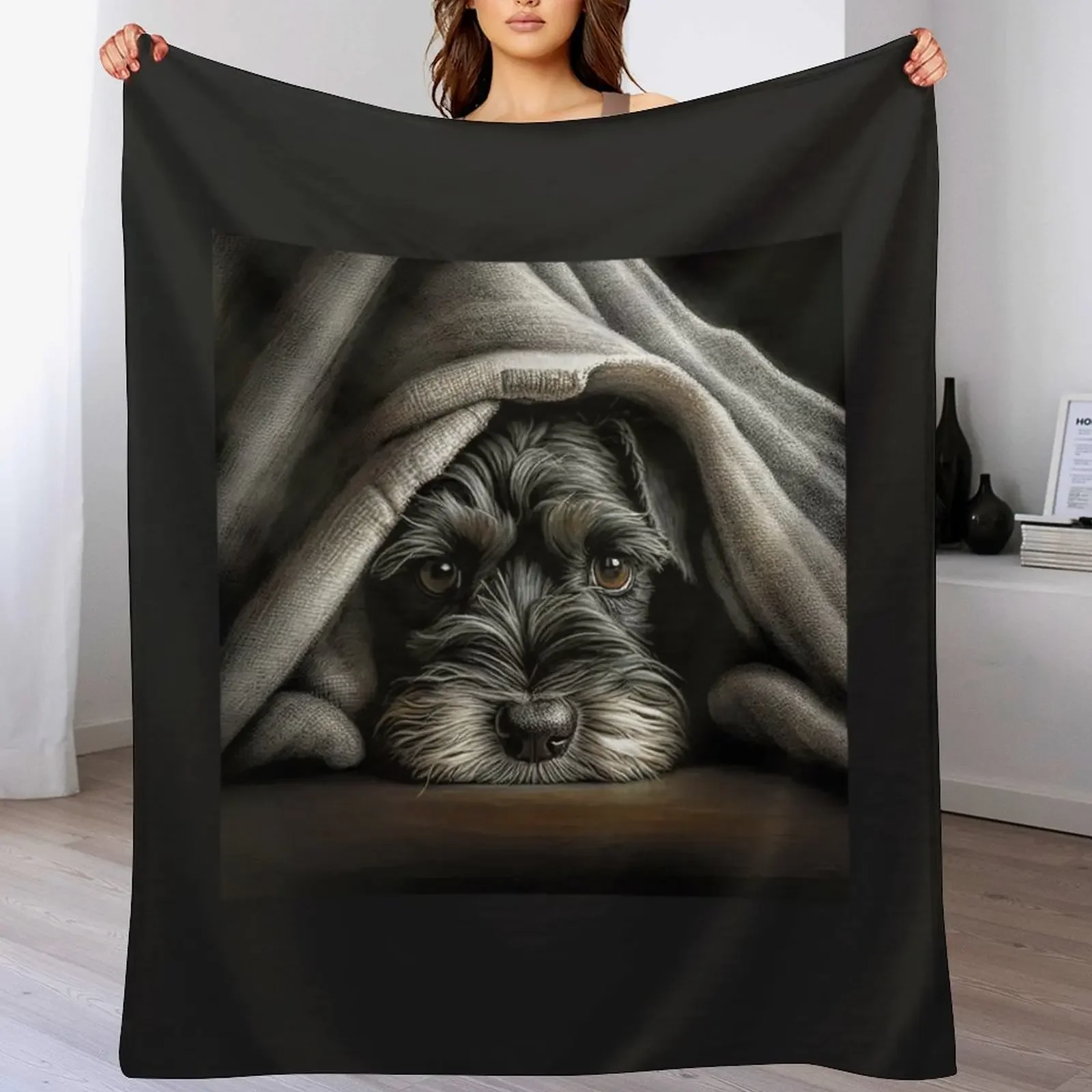 

Cute Mini Schnauzer Throw Blanket Stylish Warm Blanket for Living Room Bedroom