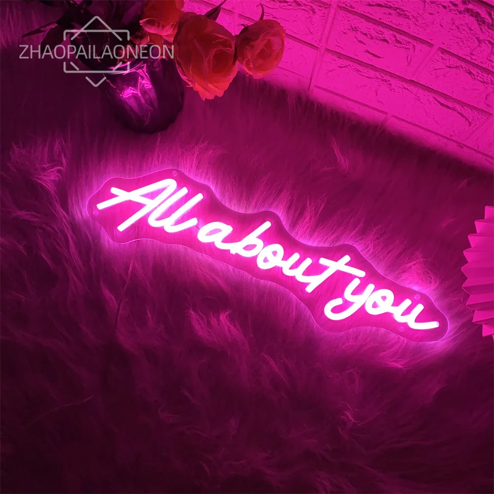 All About You Neon Led Sign Wedding Neon Lights Home Room Art Wall Decor Wedding Birthday Party Decoration Neon Signs