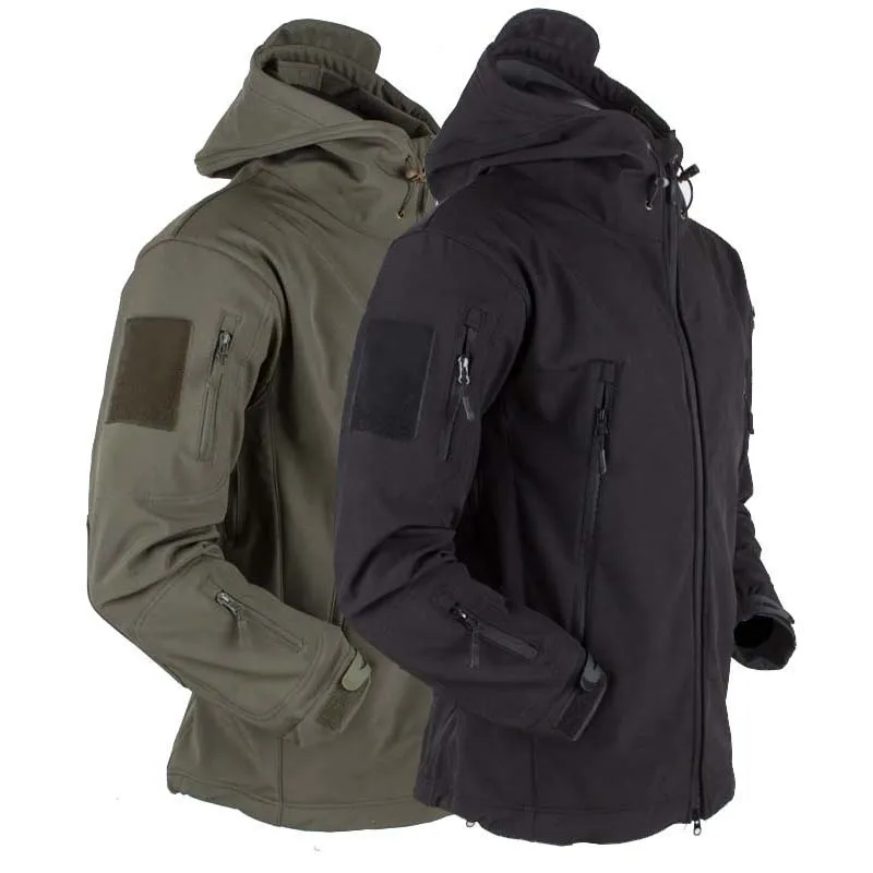 

Hunting Jackets Softshell Tactical Jacket Man Combat Waterproof Fleece Men Clothing Winter Hooded Skiing Windbreaker Coat