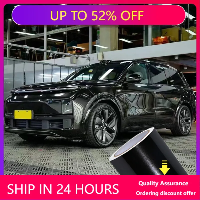 Gloss Metal Paint Black  Car Wrap Film Auto Plastic  Auto Plastic Assurance Air passage pattern Stickers Covering Foil Air
