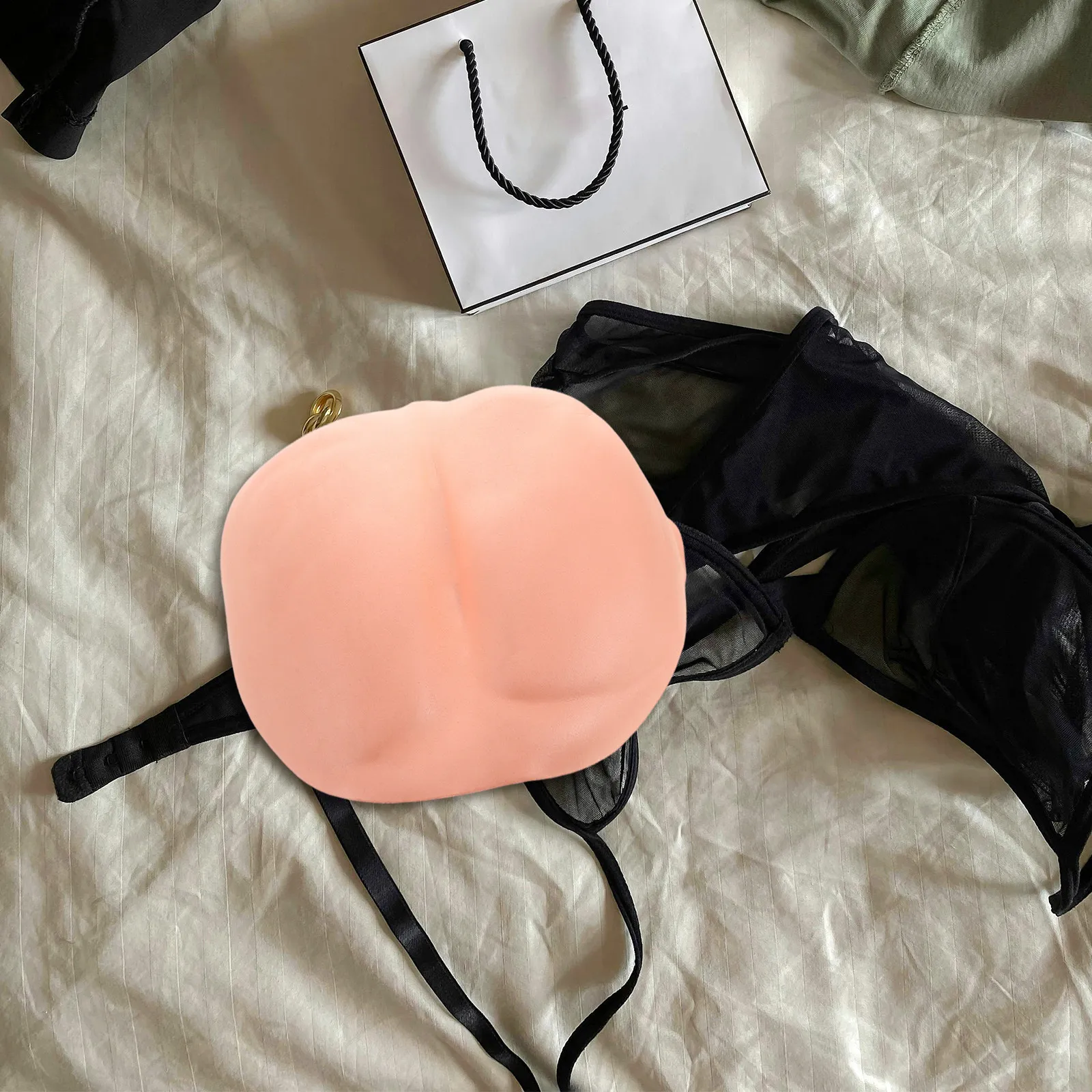 

Adjustable Strap Fake Buttock Prank Prop Realistic Molded Butt Costume Accessory for Halloween April Fool's Day Party Cosplay