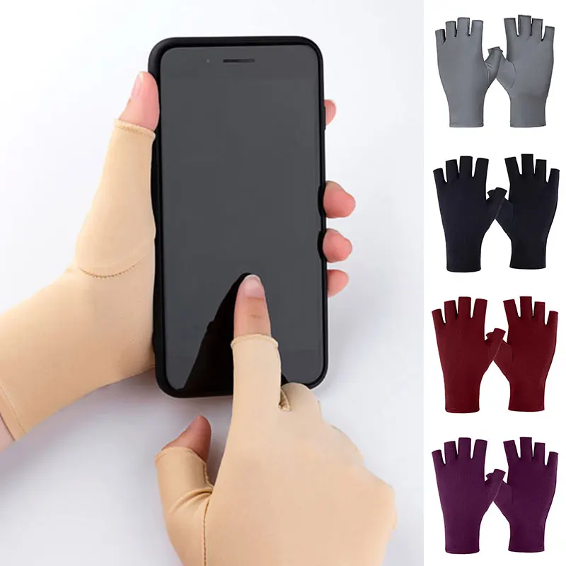 Summer Anti-uv Fingerless Gloves Ice Silk Half Fingers Gloves Semi-finger Driving Glove Sunscreen Breathable Thin Mittens