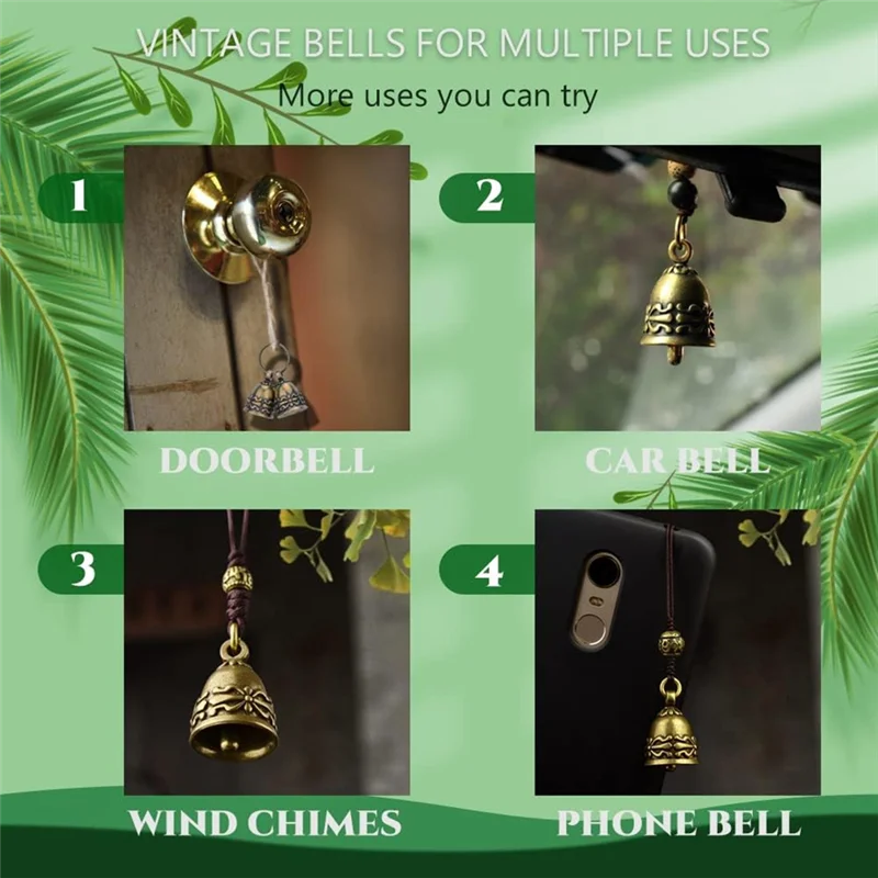 

THIVN-10Pcs Copper Antique Bells, Wind Chimes For Home, Door Bells Or Decoration Bells For Wedding Decorations, Christmas