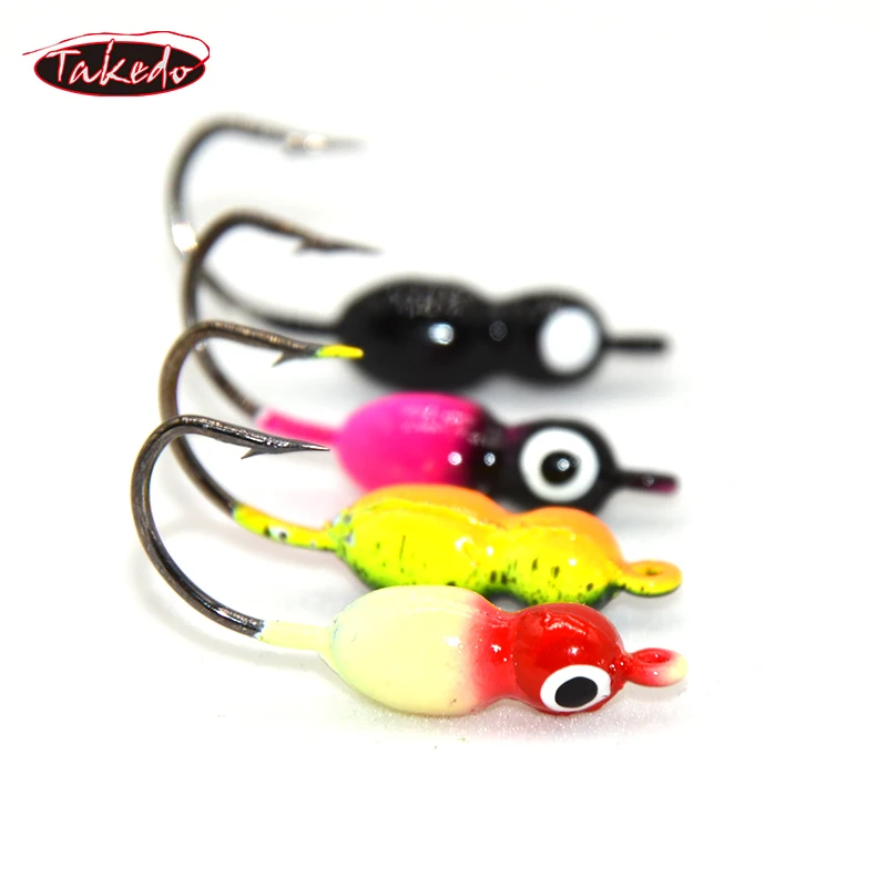 TAKEDO-Luminous Ice Fishing Lure, Artificial Bait, Mini Jigging Lure for Trout Bass, Winter, 4Pcs, SP18